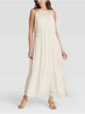 NWT a new day Cream Maxi Dress with liner